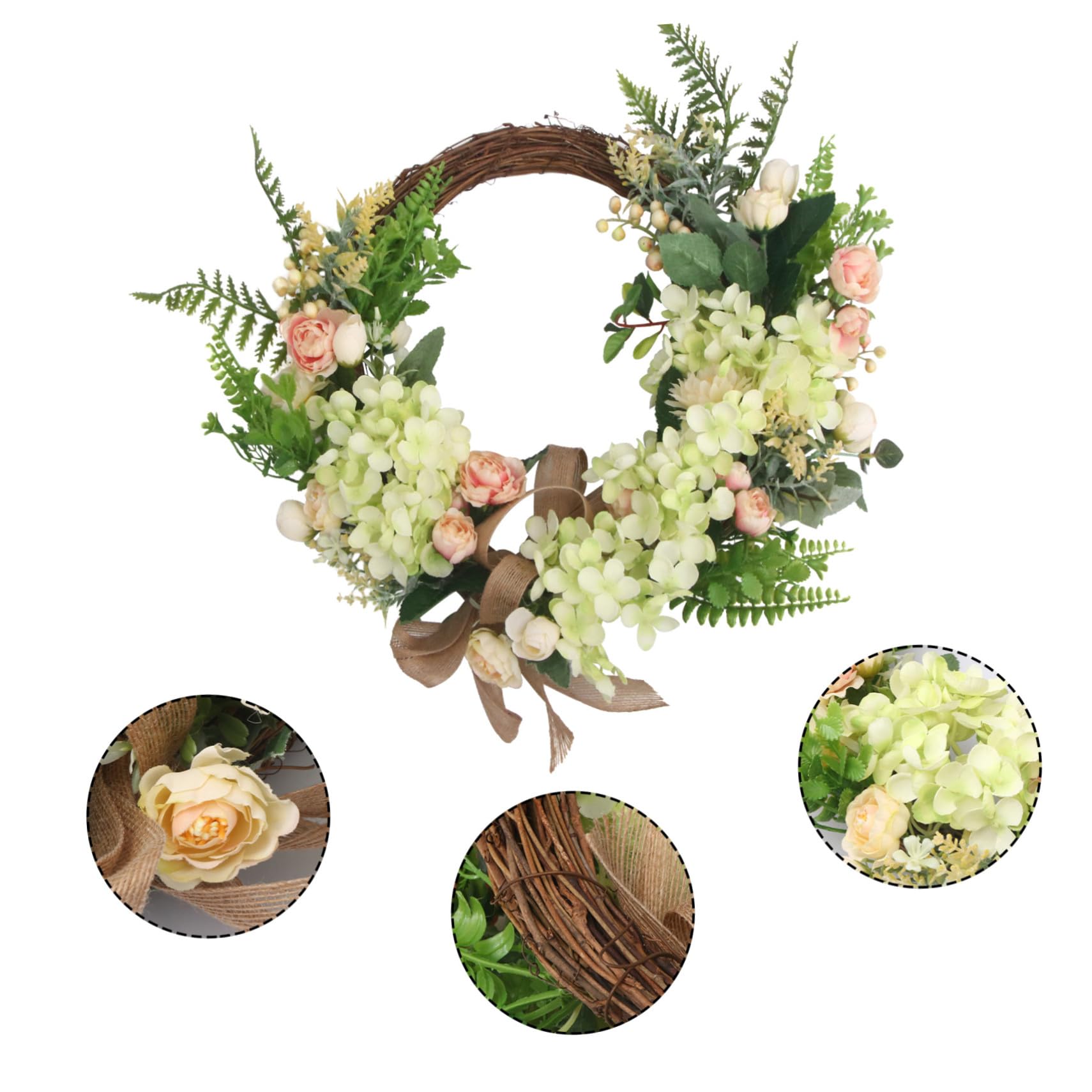 Künstlicher Türkranz Blumenkranz aus Eisen und Kunststoff