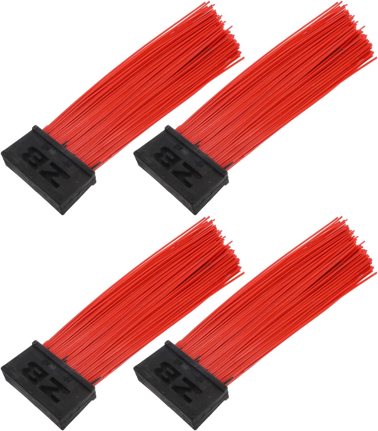 4pcs Outdoor Heavy Duty Broom Heads with Steel Wire Bristles, Red Pp Material, 90mm Width X 25mm Thickness X 360mm Length, Replacement Sweeper Brush for Street Cleaning