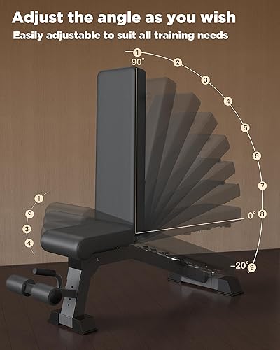 Miniatura 3 de KURONO 90 Adjustable Weight Bench, 1000LB Heavy Capacity Workout Bench Press for Home Gym, Foldable Incline Bench with Dragon Flag Handle 2023 New