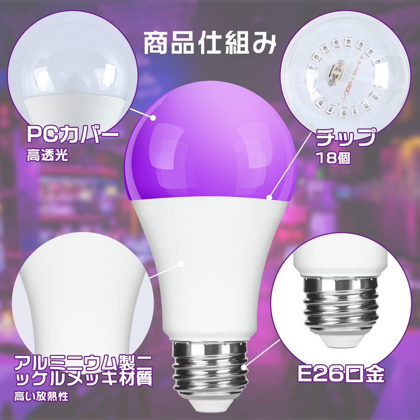 Amazon | Jiya ブラックライト UV電球 紫外線電球 E26 9W LED