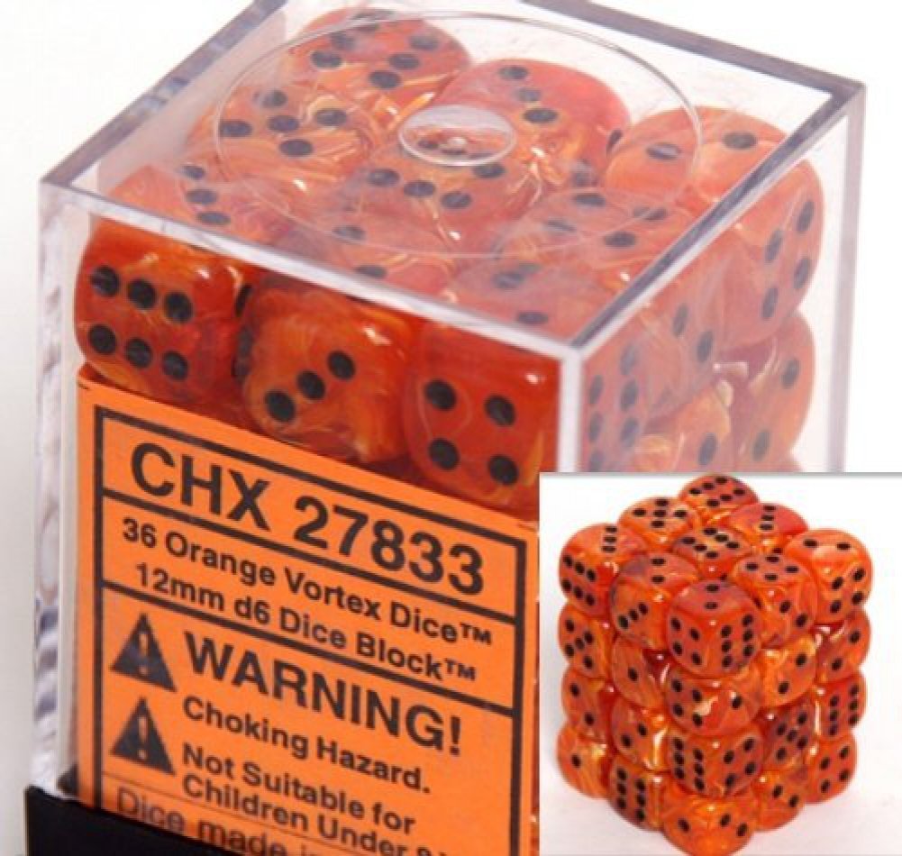 Amazon.com: Chessex Dice D6 Sets: Vortex Orange with Black - 12Mm