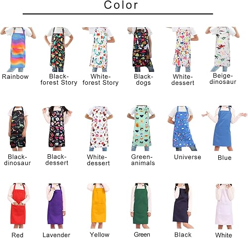 Miniatura 7 de BIGHAS Delantal para niños sombrero de chef correa ajustable para el cuello gancho y cierre de bucle cintura para hornear pintar cocinar