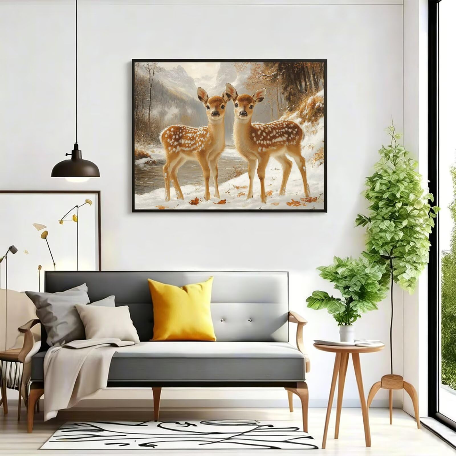 Maluj według numerów jeleń obrazy akrylowe zima malowanie po numerach płótno do malowania, malowanie akrylowe, rzemiosło dekoracyjne, prezenty urodzinowe, 70 x 90 cm bez ramy, q-390