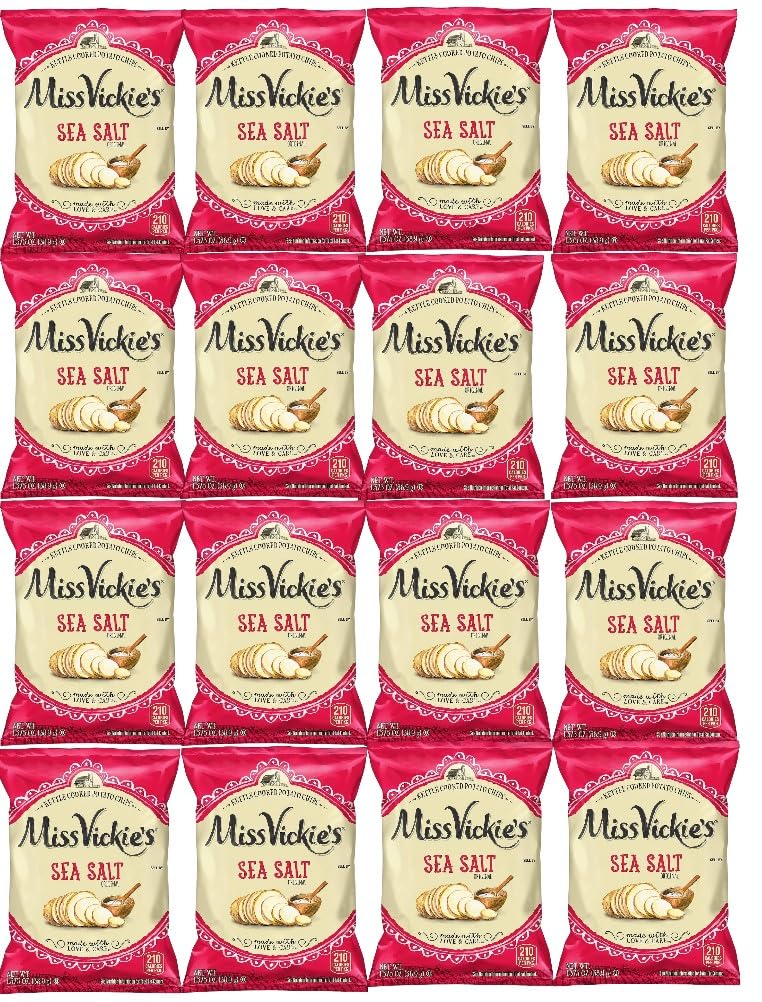 Miss Vickie's Sea Salt Flavored Kettle Cooked Potato Chips, 1.375 Ounce (Pack of 16)