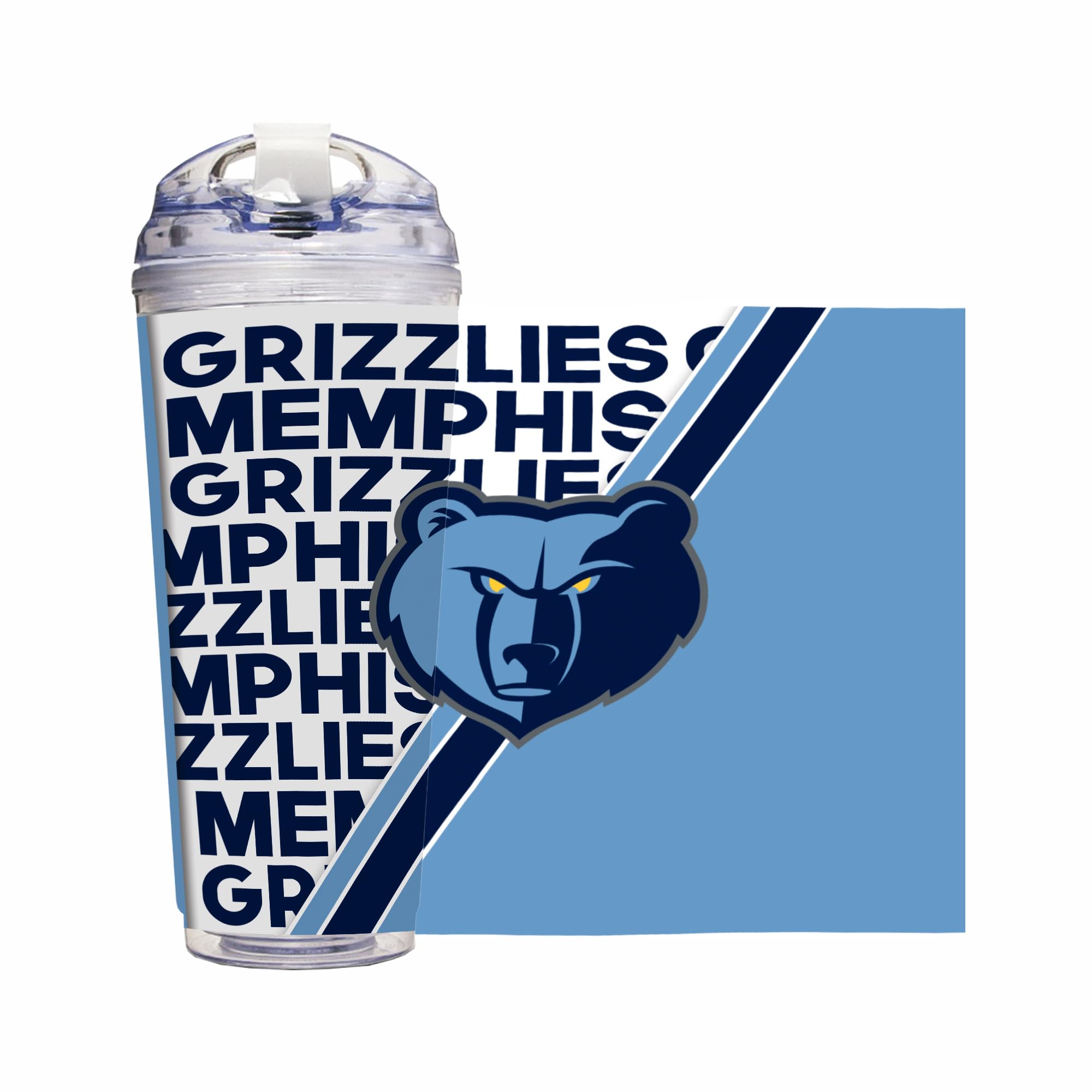 Gobelet Memphis Grizzlies NBA Rico Industries double paroi avec paille 710ml