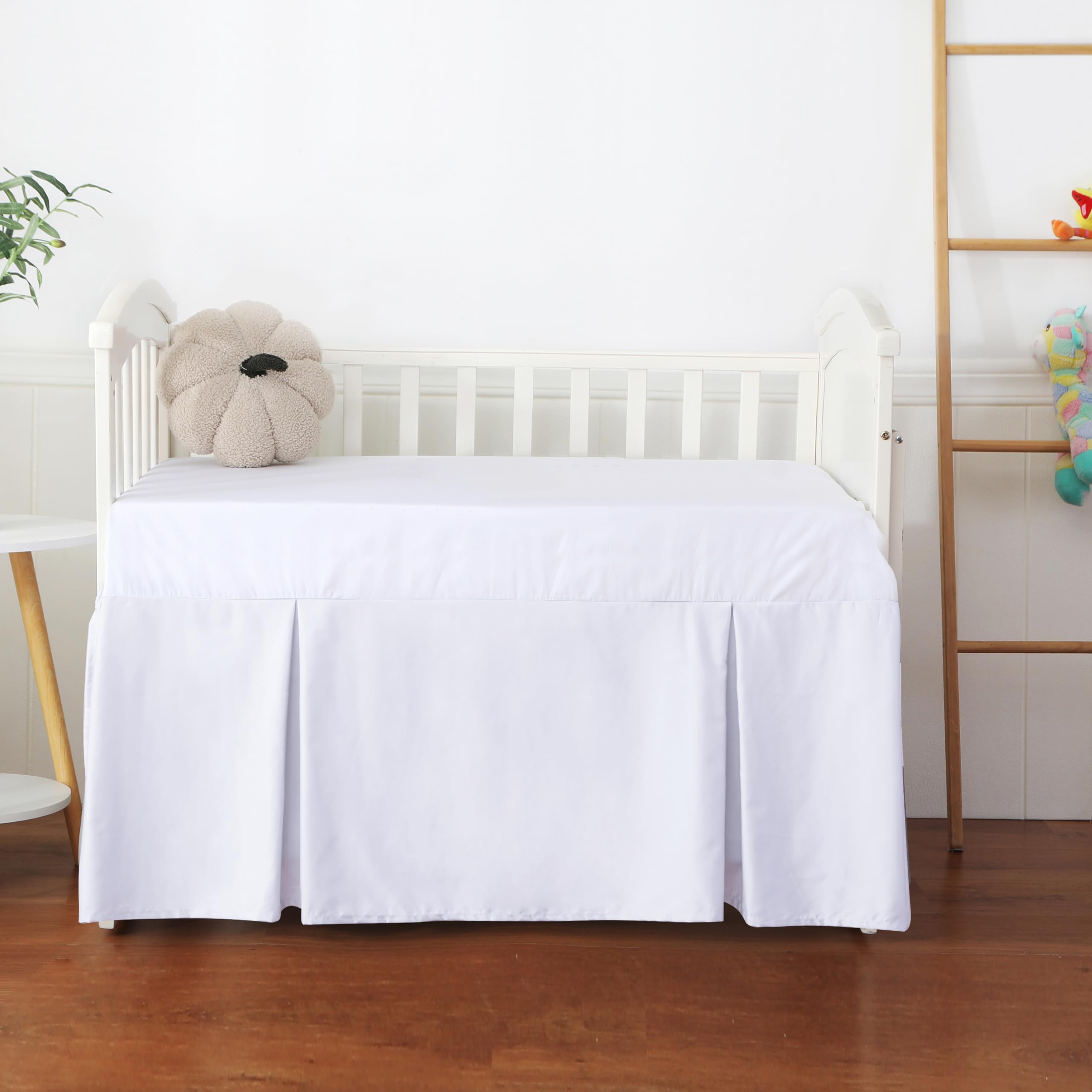 Shunjie.home Men's White Solid Crib Skirt Dust Ruffle, 100% Egyptian Cotton 400 Thread Count Soft Breathable Crib Bedding Skirt For Baby, Boys And Girls, 52"X28" With 14" Crib Bed Skirt Fading Resistant (White Solid)