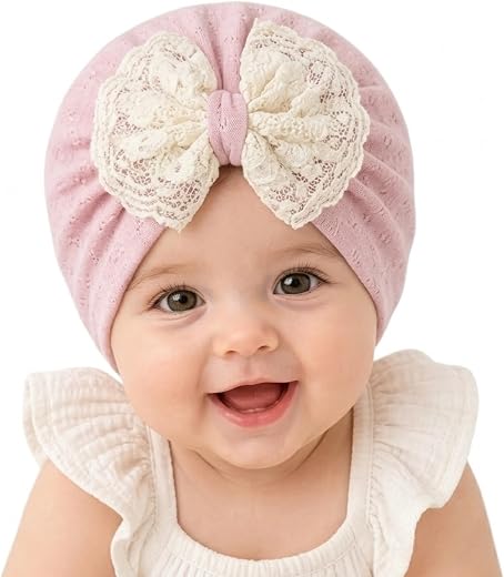 THE LITTLE LOOKERS Baby Turban Cap | Bow Knot Headwear for Newborn Boys & Girls | Soft & Cute Baby Hat | Cap for Babies | ...