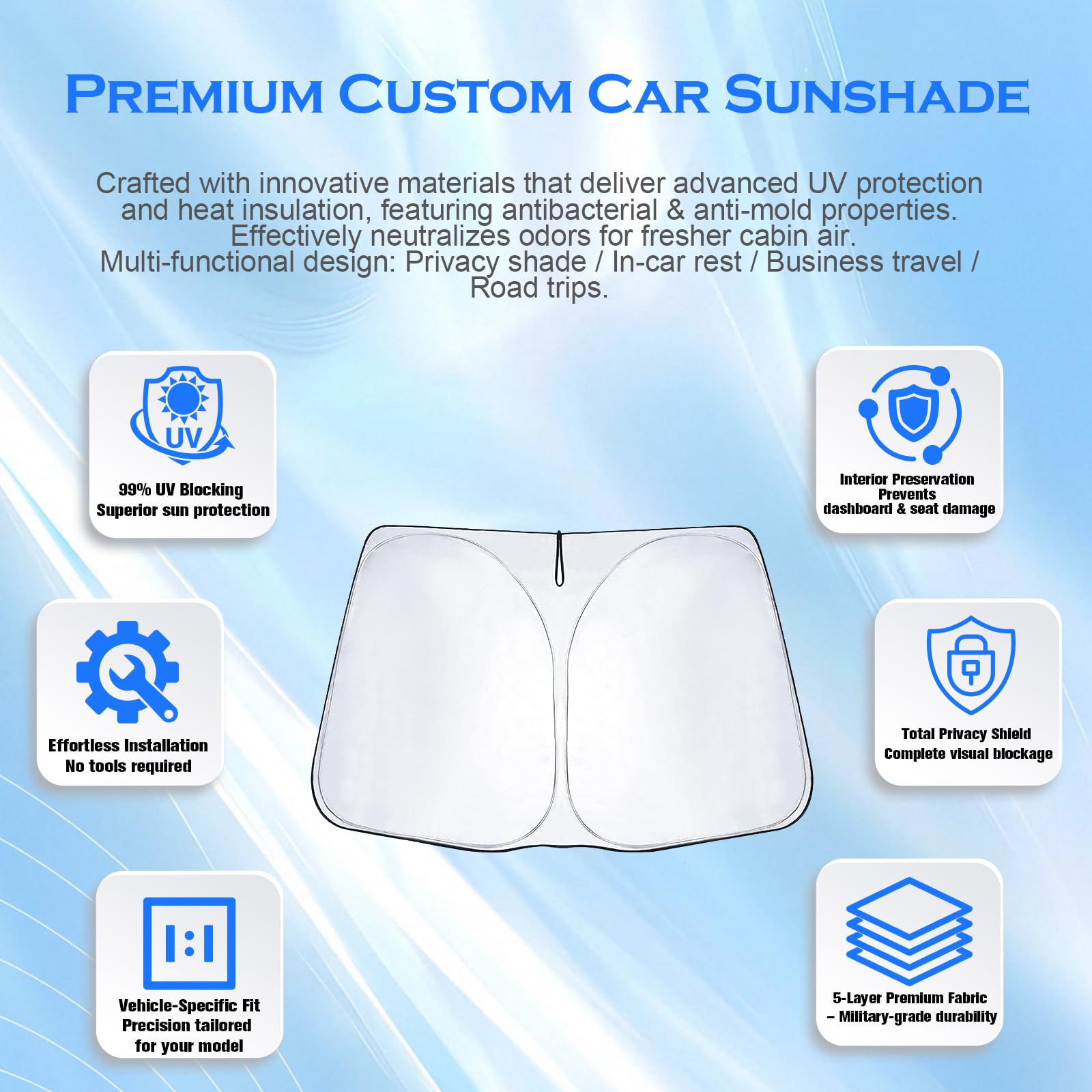 Parasole per parabrezza compatibile con Nissαn Qashqai J12 2021-2024 2025, parasole per parabrezza anteriore con protezione UV, protezione dal calore, pieghevole, accessori per parasole auto