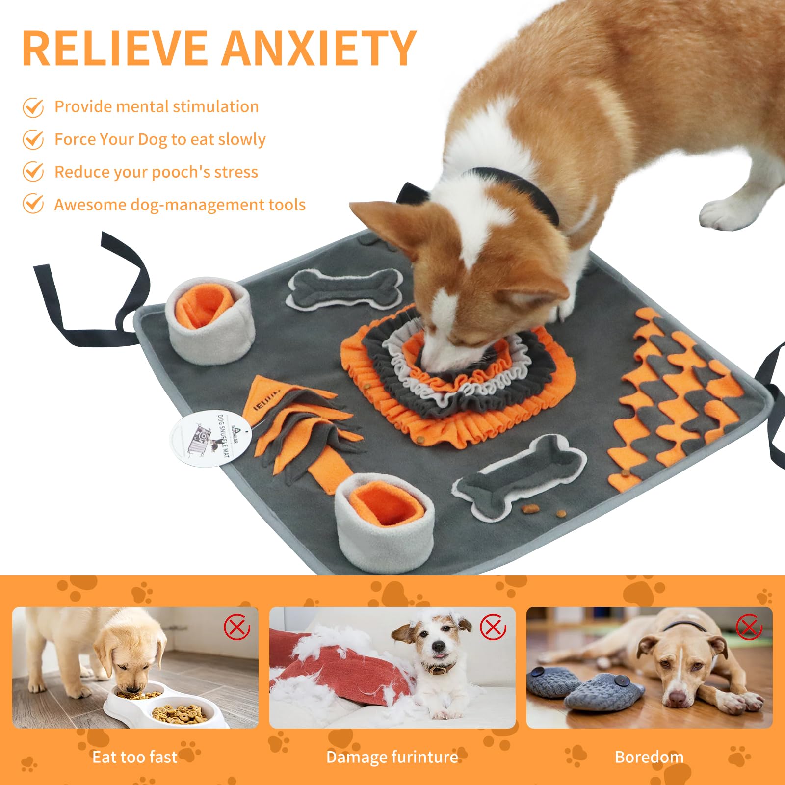 Tappetino Sniffing Per Cani IEUUMLER - Gioco Di Intelligenza Per Ridurre Stress E Noia, 80x53 Cm - Foto 8