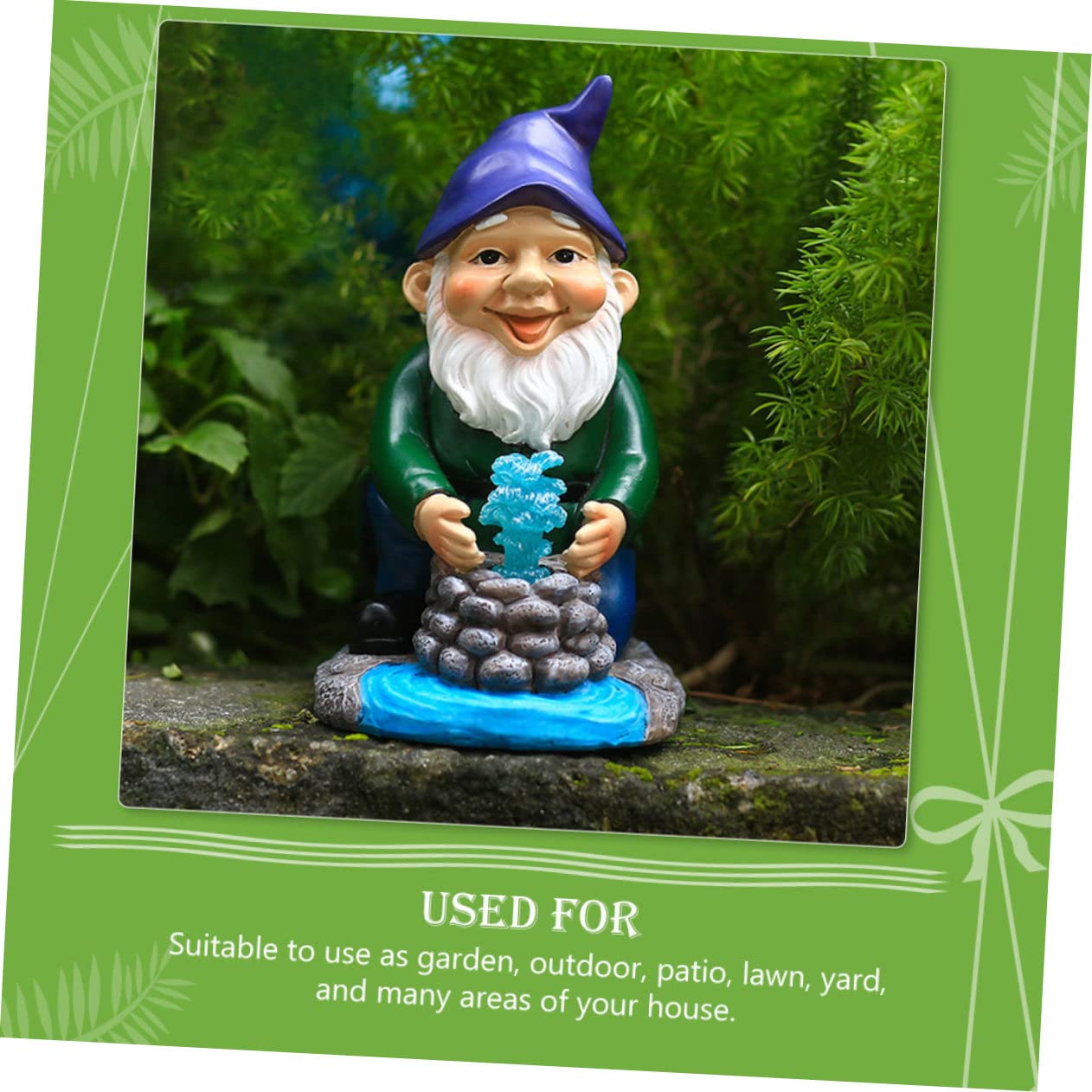 HANABASS GNOME de Jardin Solaire en Résine, Figurine Réaliste Peinte à Main