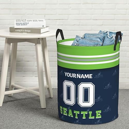 Miniatura 7 de Seattle - Cesta de lavandería personalizada con número de nombre, cesta de almacenamiento plegable para dormitorio, baño, regalo para fanáticos del