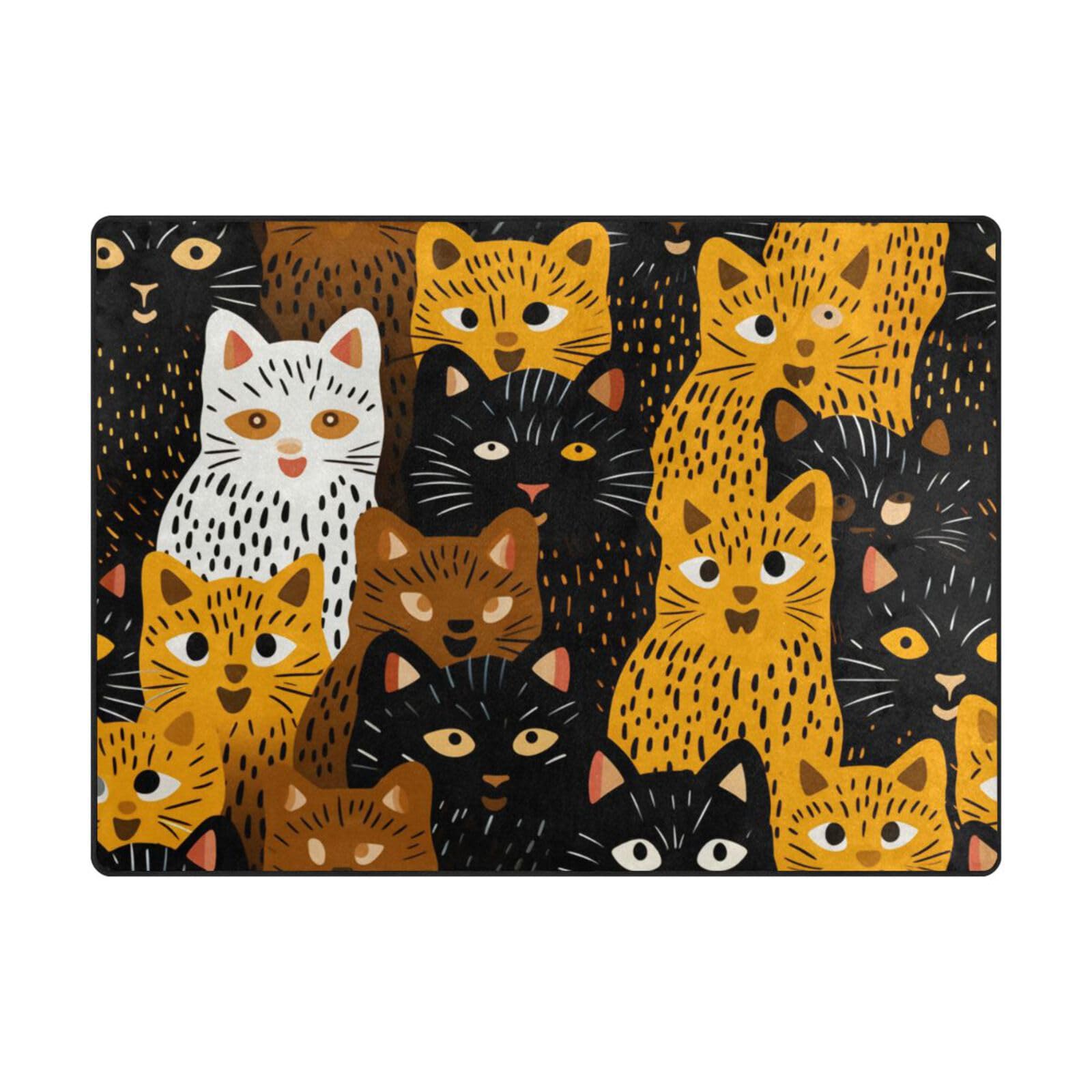 Tapis chat abstrait drôle 203x147 cm pour une chambre cosy et douce
