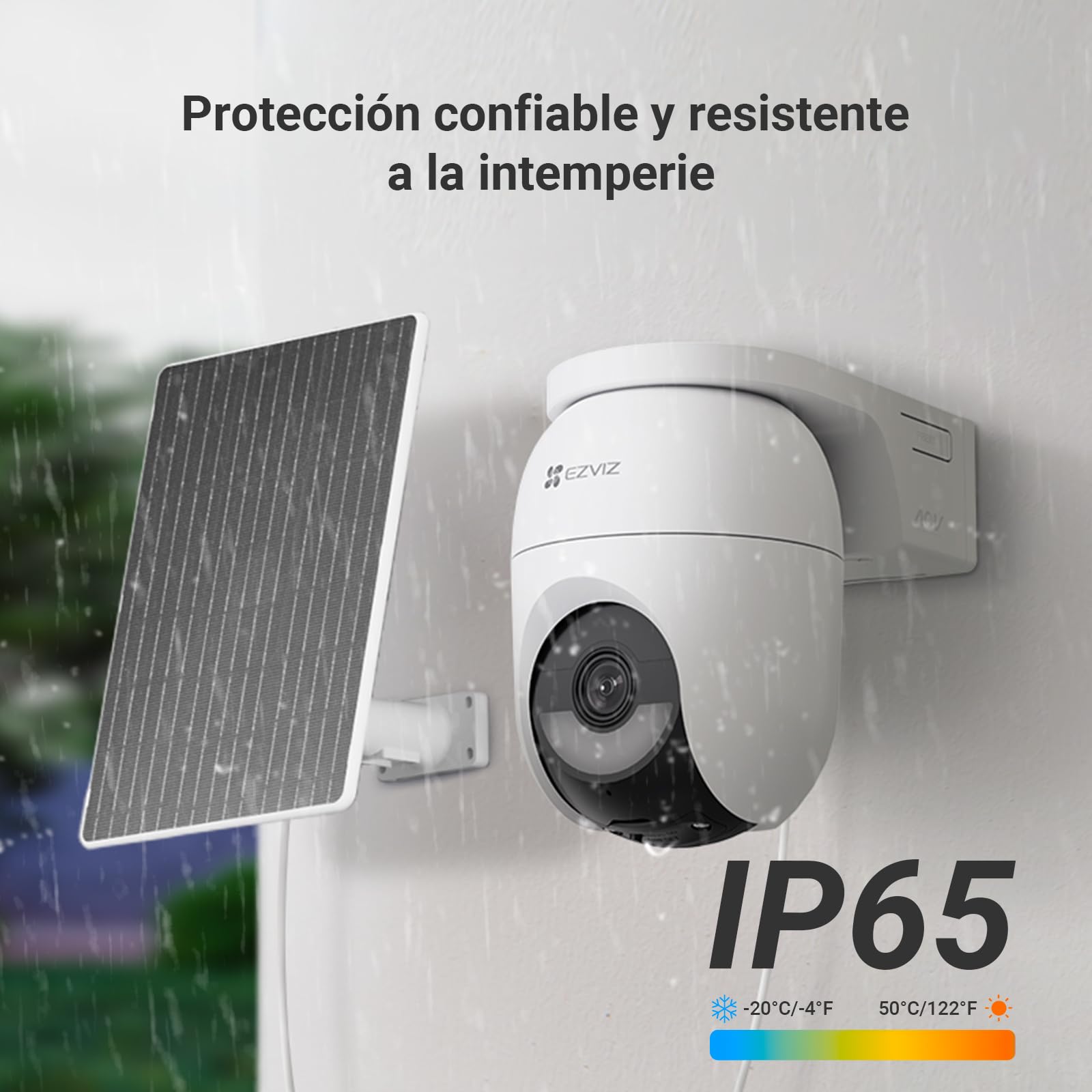 EZVIZ 6MP Cámara Vigilancia Exterior Solar con Batería, AOV,Wi-Fi,360° Sin Cables,3K+,Detección de Personas/Vehículos IA,Visión Nocturna Color,Zoom Automático.CB8 Lite+Panel Solar 5W,Seguridad Hogar
