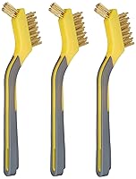 Vista 2 de Yaxa Basics Mini cepillos de latón para limpieza, agarre suave, 1/2 pulgada, amarillo/gris, paquete de 3