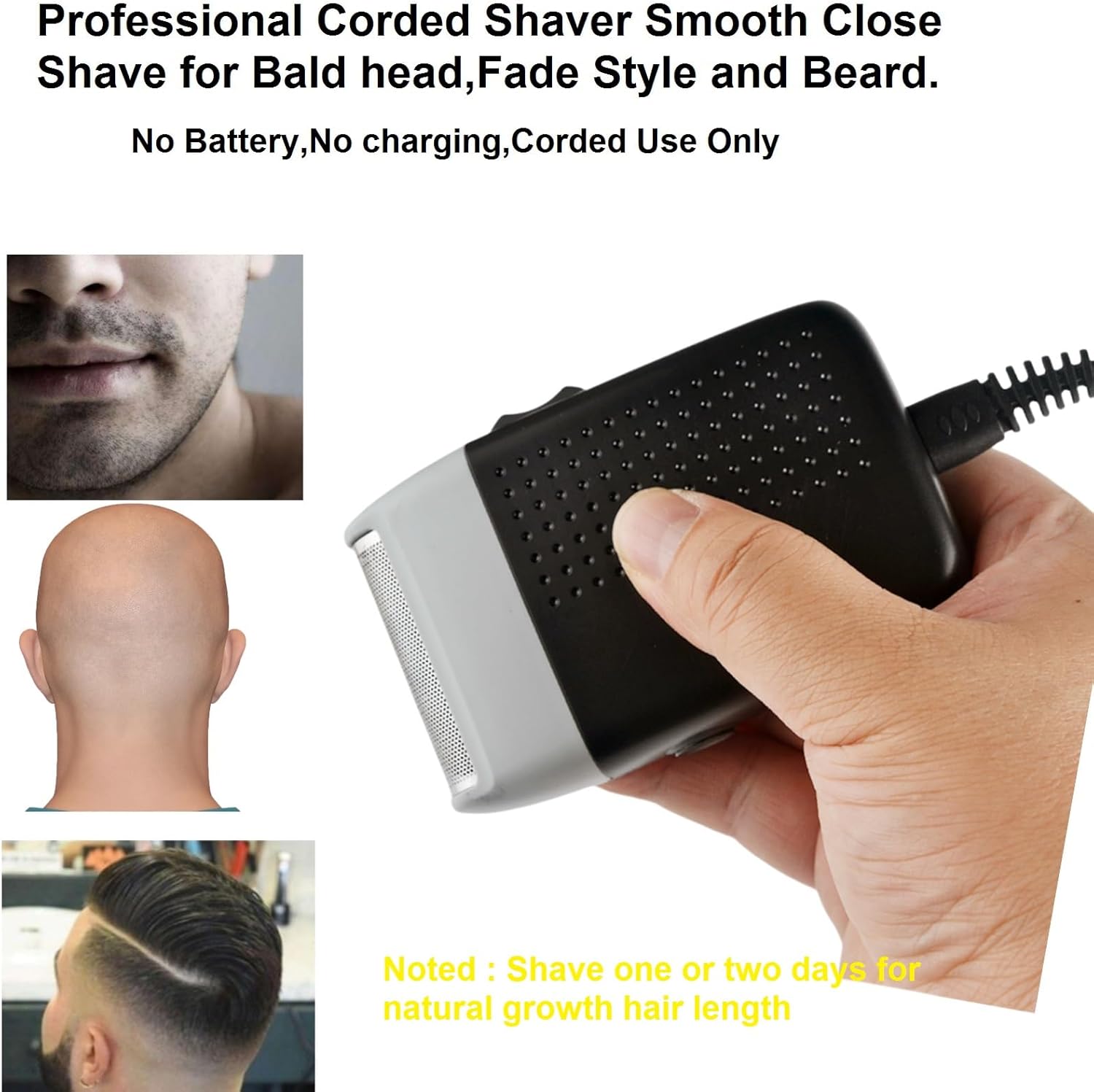 Professional Corded Shaver for Men,Quick Get Smooth Bald Head,Close Shave 3D Razor,Smoothly Skin by Corded Foil Shaver