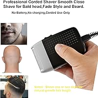 Vista 2 de Afeitadora eléctrica con cable, afeitadora profesional de afeitado cerrado, afeitadoras de cabeza calva para hombres, cortadora de estilo Negro