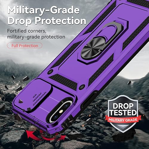 Miniatura 5 de Funda para iPhone XS Max con cubierta para lente de cámara, protector de pantalla HD, doble capa de protección contra caídas de grado militar,