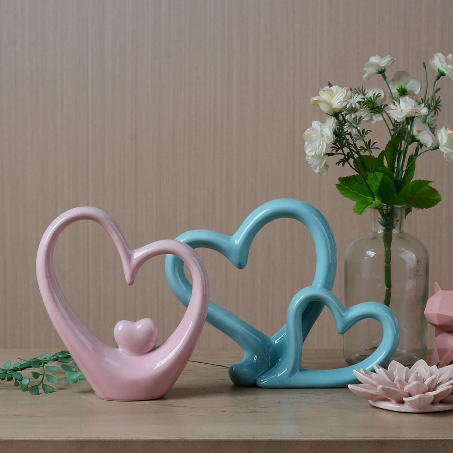 HAUCOZE Home Decor Modern Sculpture Arts Heart Gifts Collectible Figurines Bookshelf Desktop Statue Ceramic Crafts 6.7 inch - Image 6