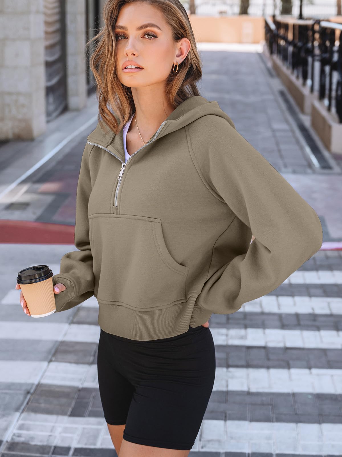 AUTOMET Womens Hoodies Fleece Fall Fashion Outfits Workout Sweatshirts Y2k Winter Zip Up Jackets Oversized Tops Clothes 2025 Coffee M