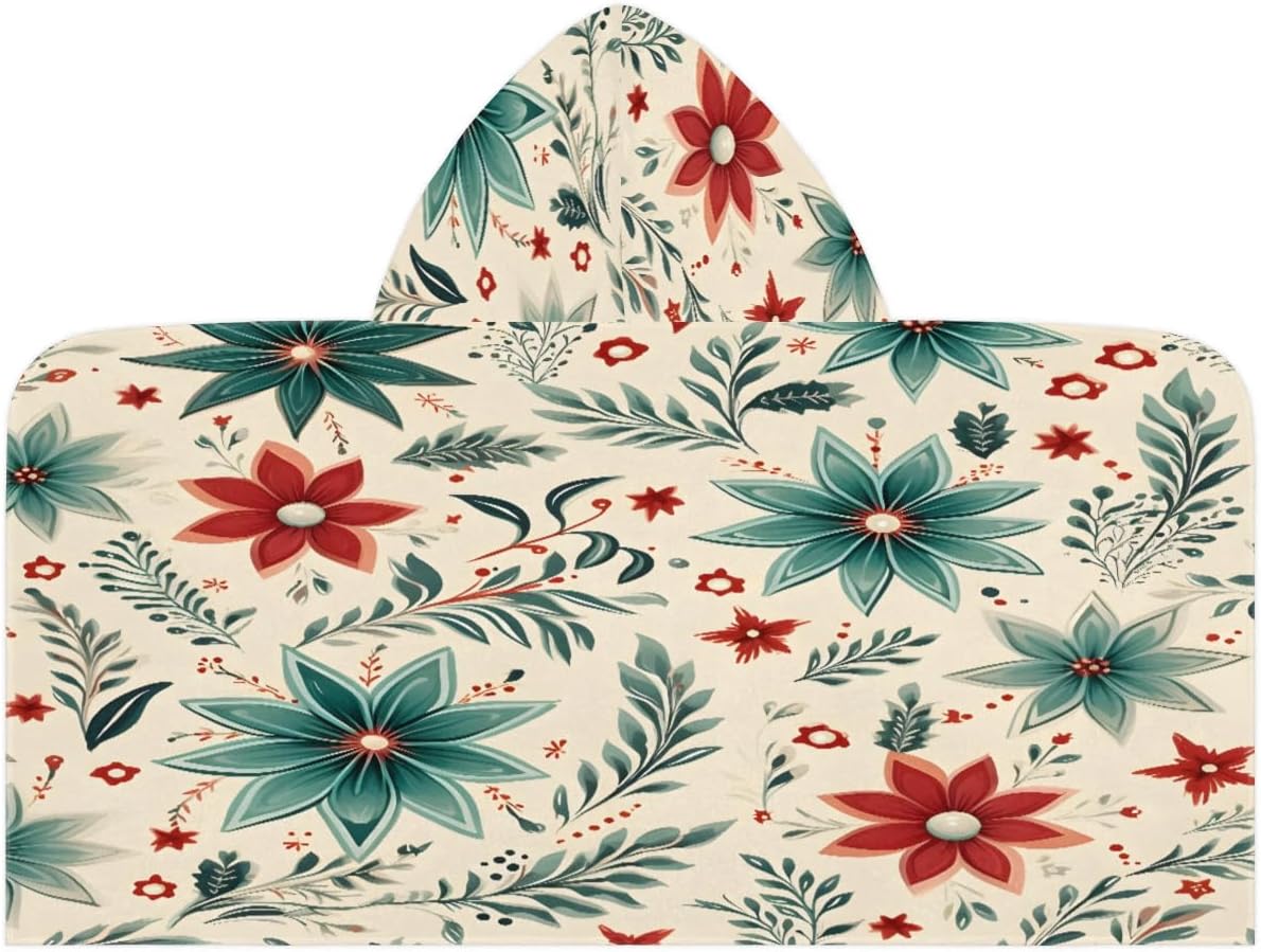 Pardick Kid Bath Towels Flower Floral Kids Towel with Hood for Girls Boys Beach Towel Pool Cover Up Soft Absorbent Toddler Hooded Bath Towel for Shower, Beach
