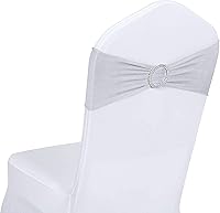 Vista 14 de Obstal 50 cintas elásticas de elastano para sillas de recepción de boda, bandas elásticas universales para sillas con hebilla deslizante para Negro