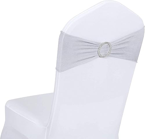 Obstal 50 cintas elásticas de elastano para sillas de recepción de boda, bandas elásticas universales para sillas con hebilla deslizante para
