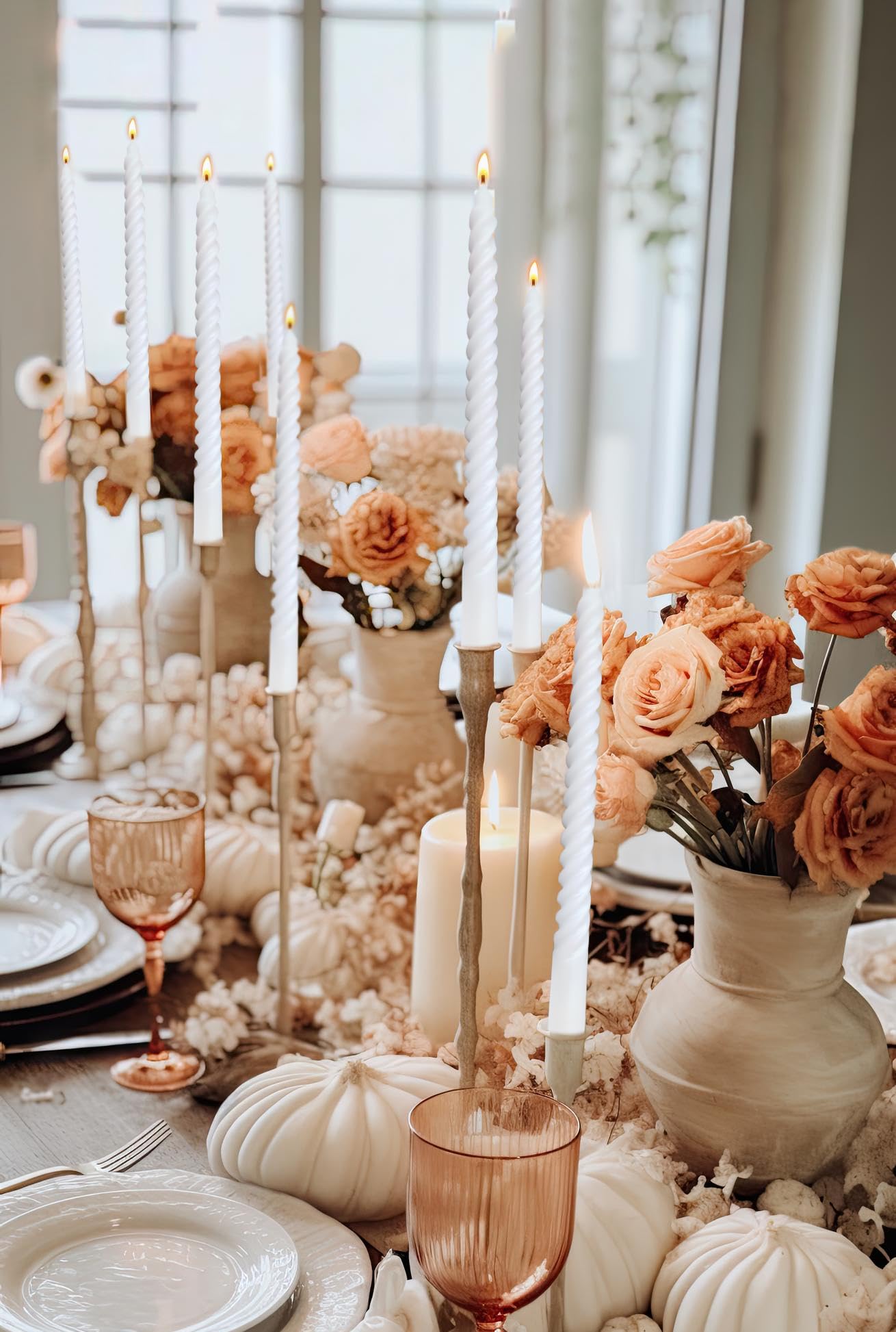 Paquete de 6 velas cónicas en espiral blancas de 10 pulgadas para decoración del hogar y ceremonias religiosas, sin perfume, sin goteo, para bodas, cenas, vacaciones, decoración de eventos formales