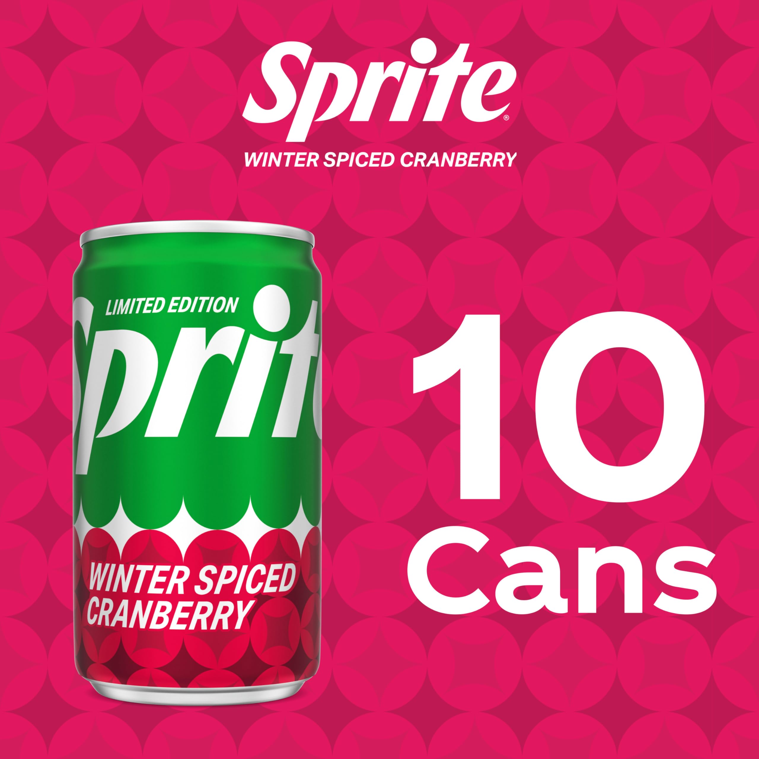 Sprite Winter Spiced Cranberry Soda Soft Drink Fridge Pack, 7.5 fl oz Mini Cans, 10 Pack