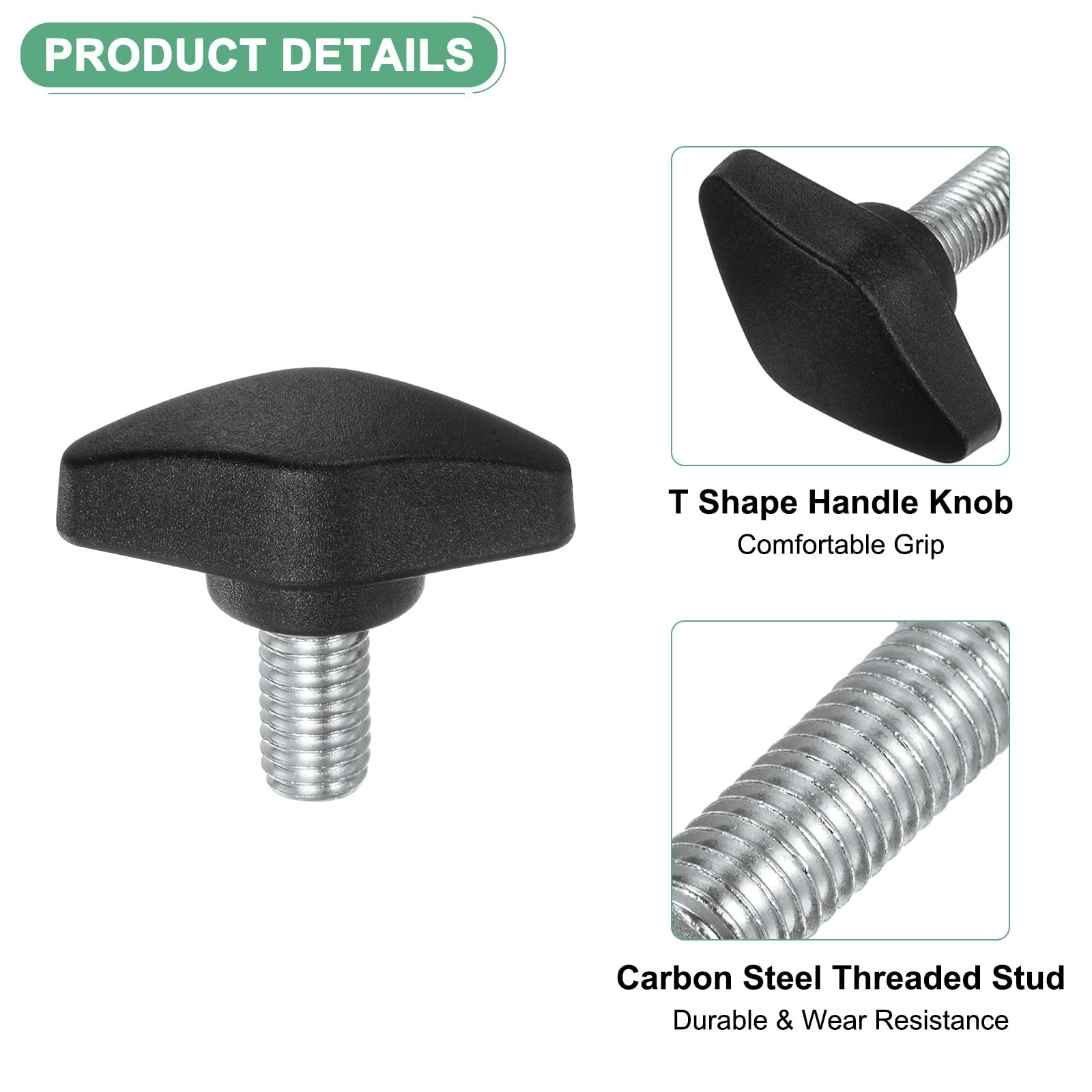 M METERXITY 12-Pack Thumb Screws, M8x14mm Tee Wing Knobs, Plastic T Handles Clamping Knob for Woodworking/Machinery/Equipment - Image 2