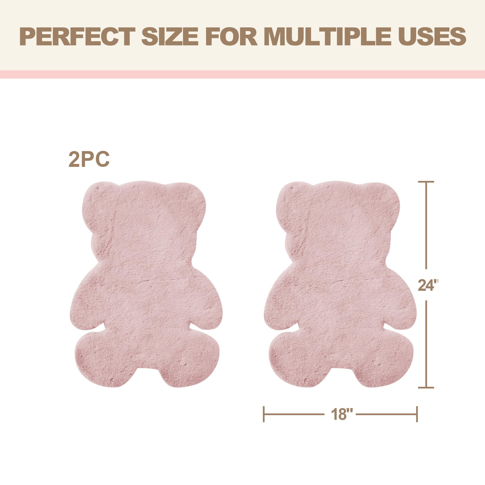 Lot de 2 tapis pelucheux en peau de mouton doux au toucher, peluche soyeuse, hypoallergénique pour chambre à coucher, salon, chambre d'enfant, canapé (45,7 x 61 cm, rose poudré)