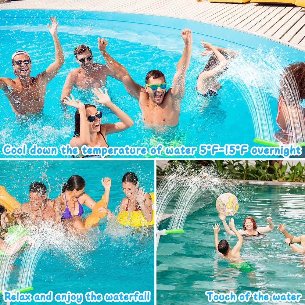 Fontana per Piscina, Cascata Piscina Interrate Spruzzo, Fontana d'acqua a doppio spray regolabile, Fontana Spray per piscina cascata Con Due Teste Di Fontana Regolazione A 360° Per Piscine E Giardini