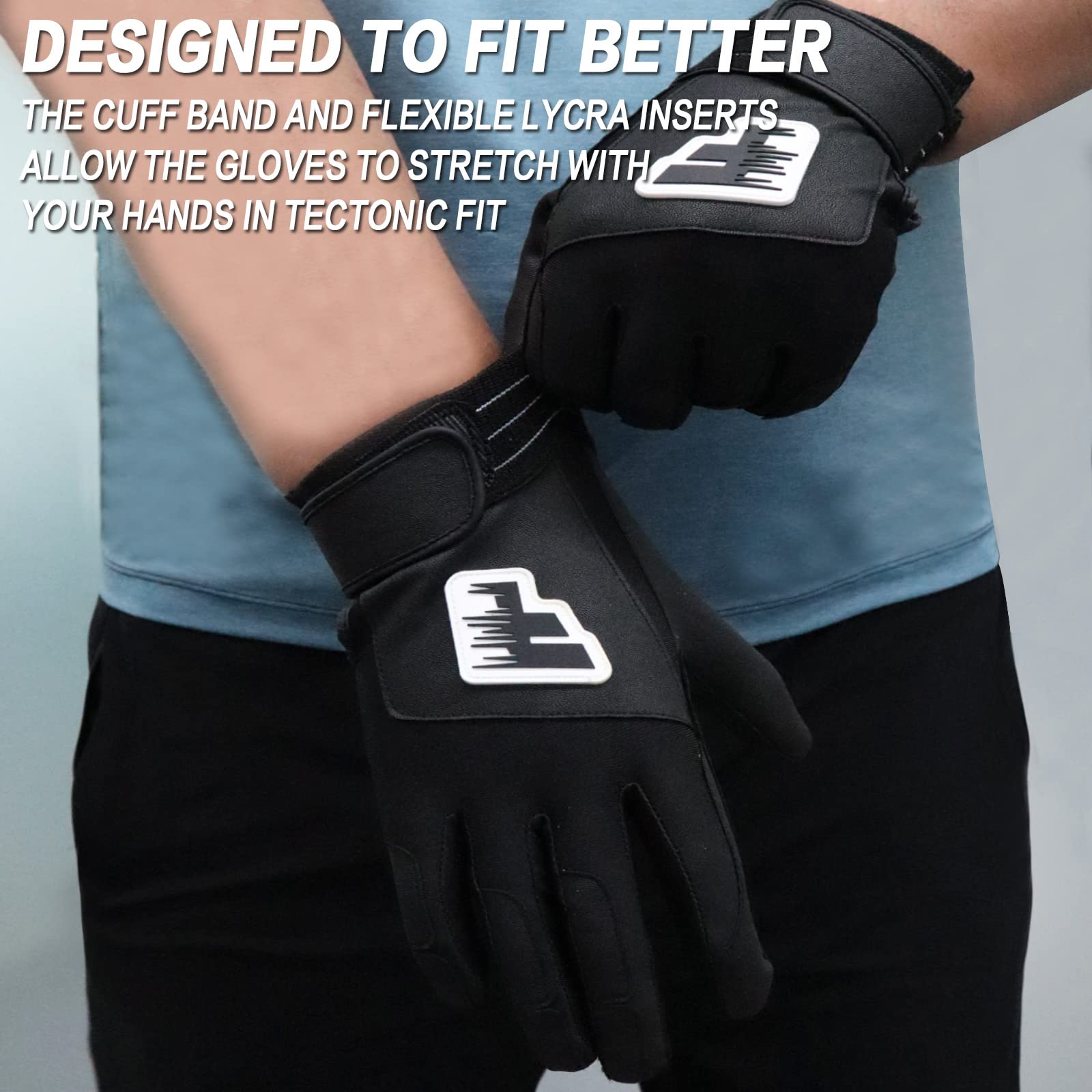 FINGER TEN Guanti da baseball con palmo in pelle super grip per adulti e giovani, guanti da softball, unisex, antiscivolo, impermeabili, flessibili, per allenamento e competizioni