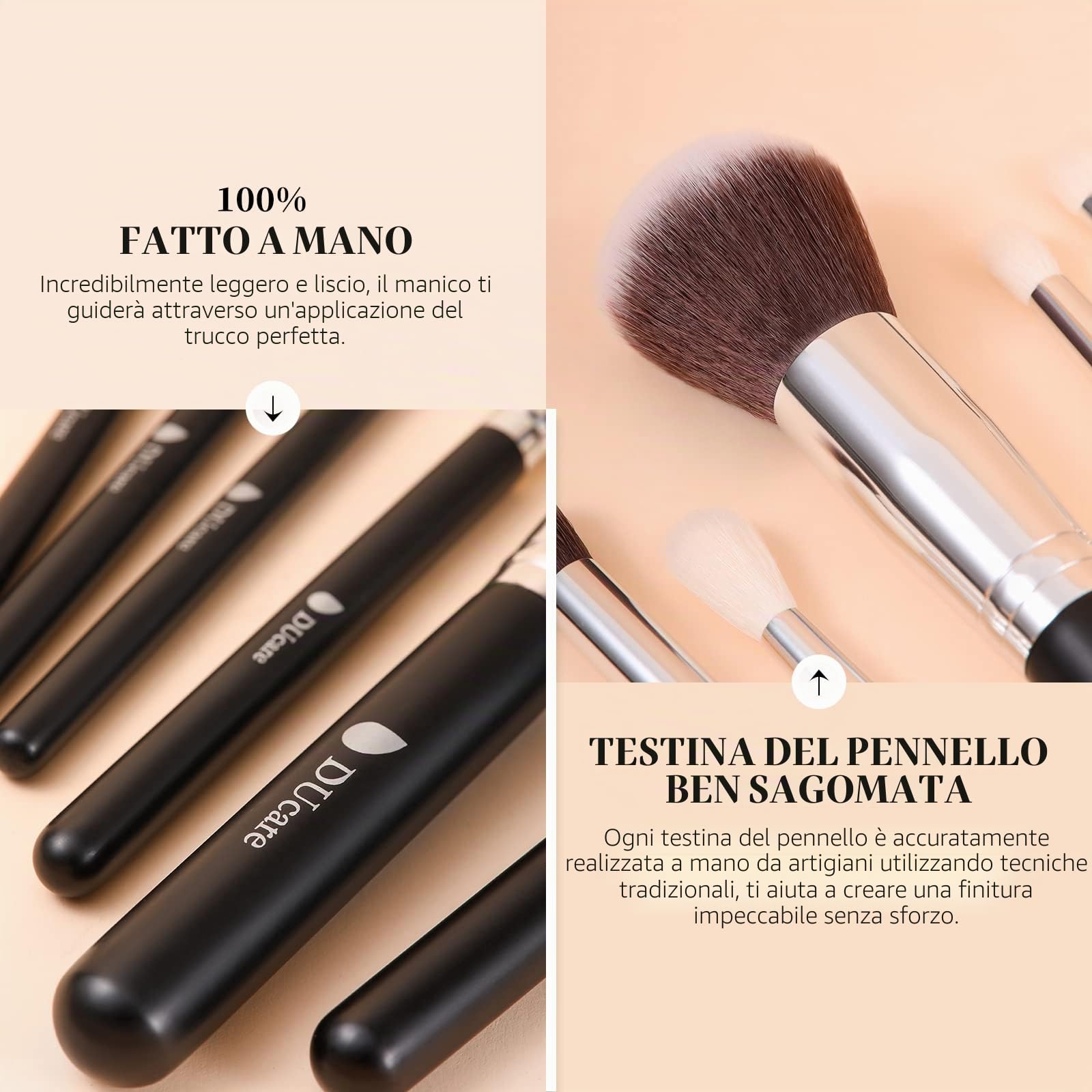 DUcare Pennelli Make Up Set 15Pcs Pennelli Trucco Professionali Set di pennelli da trucco con del sacchetto Case