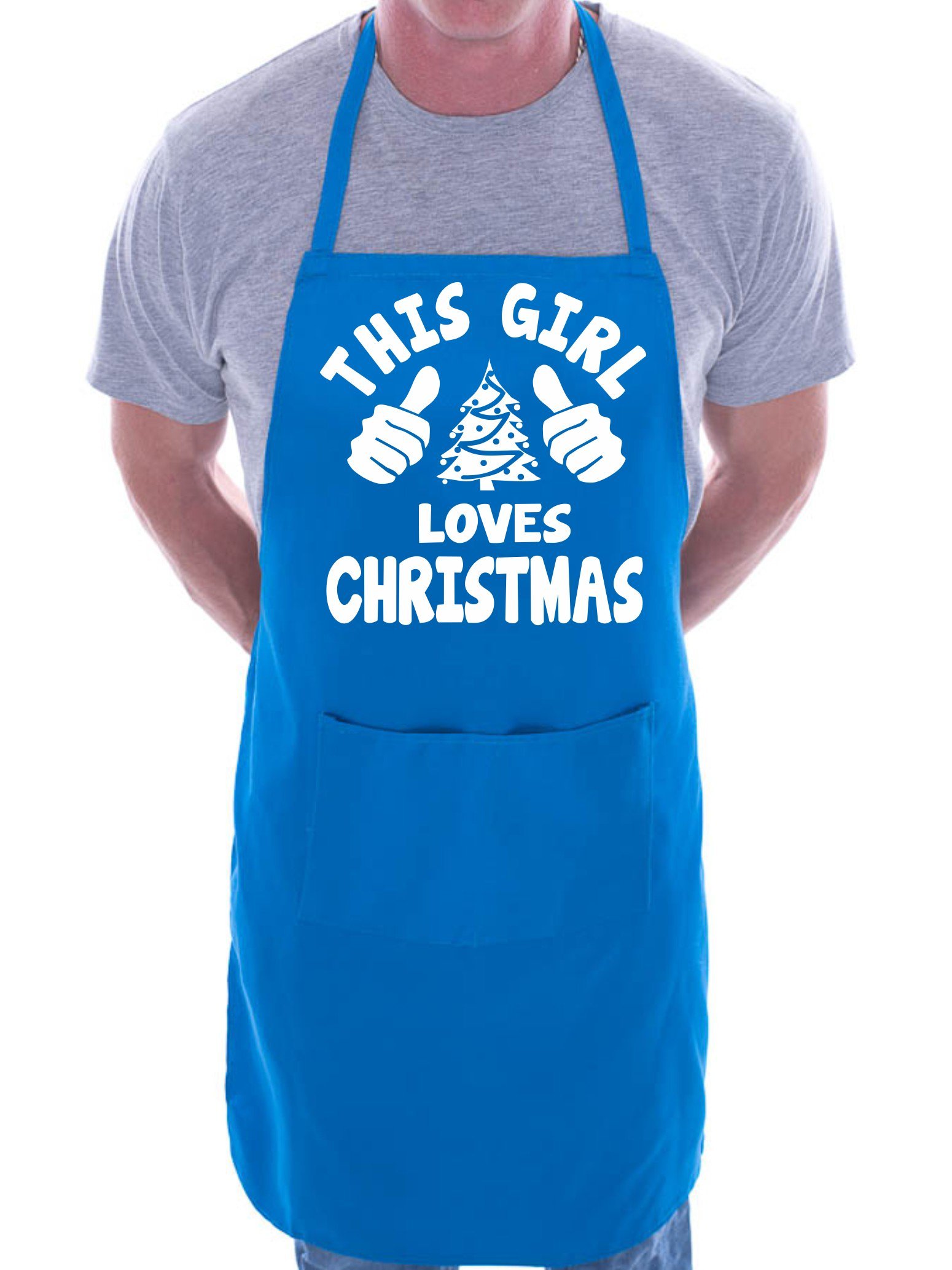 Print4U This Girl Loves Christmas Santa Xmas BBQ Cooking Novelty Apron Blue