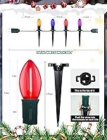 Vista 2 de Luces LED C9 para caminos de Navidad al aire libre, 38 pies, 25 bombillas LED C9 multicolor, luces de estacas de camino de Navidad, luces