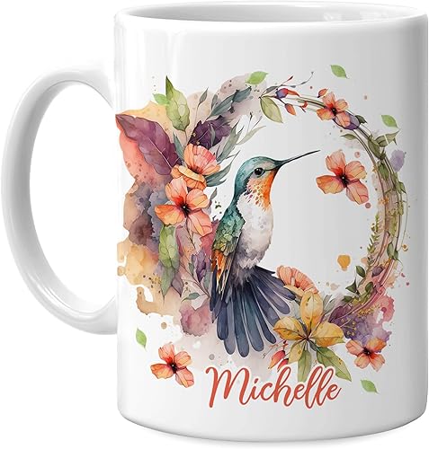 Hyturtle Taza personalizada de colibrí, regalos para niñas, hombres y mujeres, regalos de cumpleaños para amantes de los colibríes, regalos de