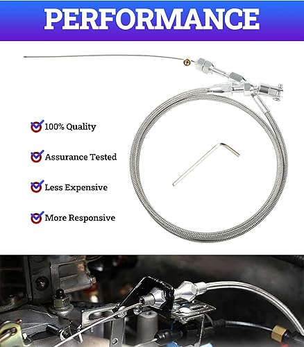 Miniatura 2 de Kit de cable del acelerador de 36 pulgadas, cable de acelerador trenzado para automóvil, kit de reparación de cable de acelerador trenzado de acero