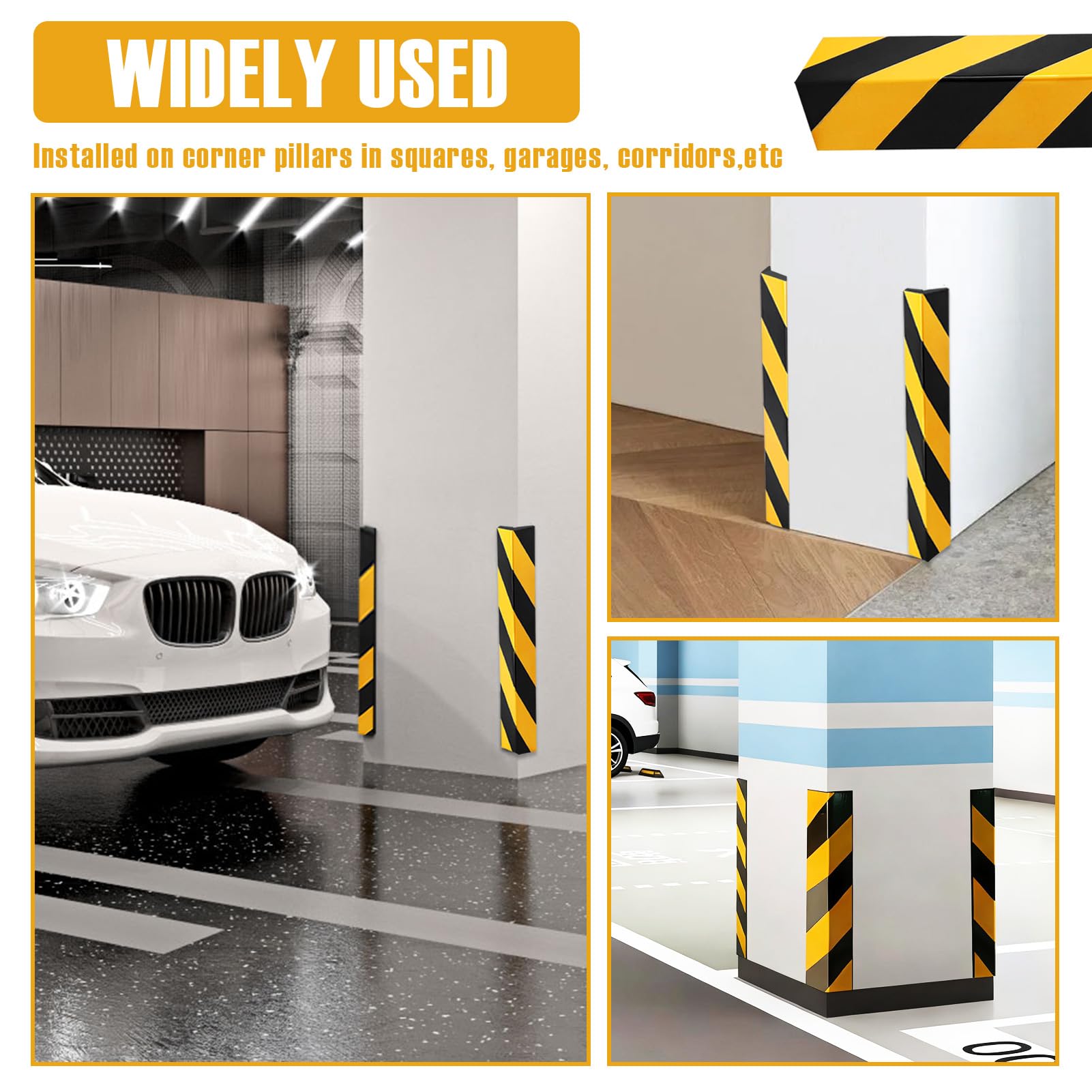 4 Pezzi Protezione per Bordi della Porta, Garage, con paracolpi portiere auto per i bordi delle porte, Strisce Nere e Gialle, per Parcheggi, Garage e Angoli Parete