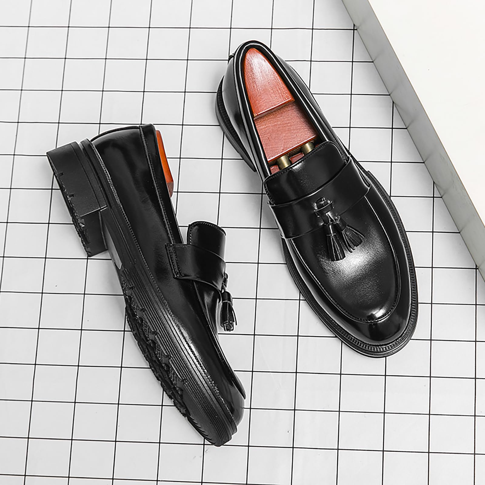 Mocasines De Cuero Sintético para Hombre: Zapatos De Vestir Cómodos Y Antideslizantes con Borla, Ideales para La Oficina Y para Un Estilo Informal