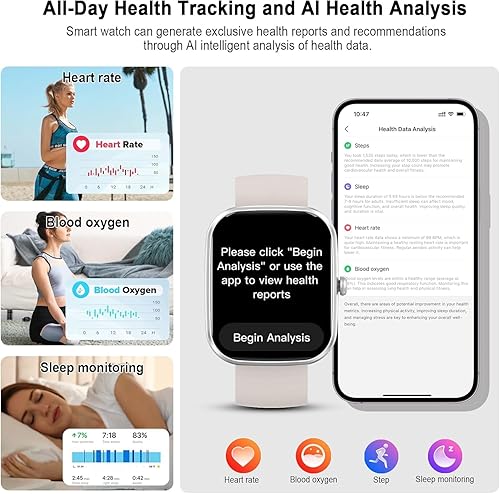 Miniatura 4 de AI Smart Watch with ChatGPT, 1.91" Bluetooth Calling Smartwatch for Men Women, 110+ Fitness Modes Activity Tracker, Sleep/Heart Rate/Calorie