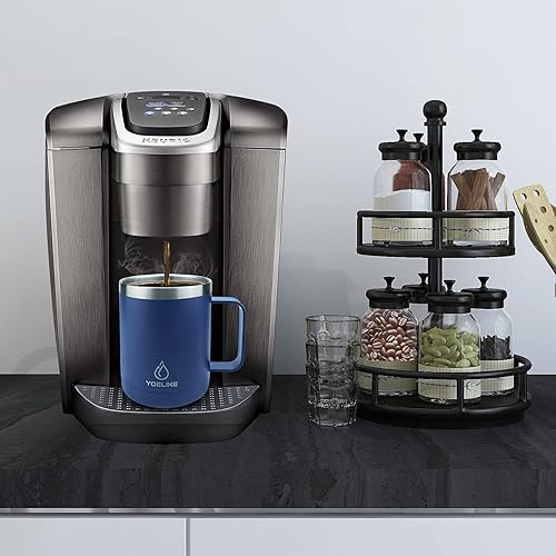 Miniatura 7 de yoelike Taza de café aislada de 14 onzas con asa y tapa, acero inoxidable, apta para lavavajillas, recubrimiento en polvo, taza de viaje aislada al