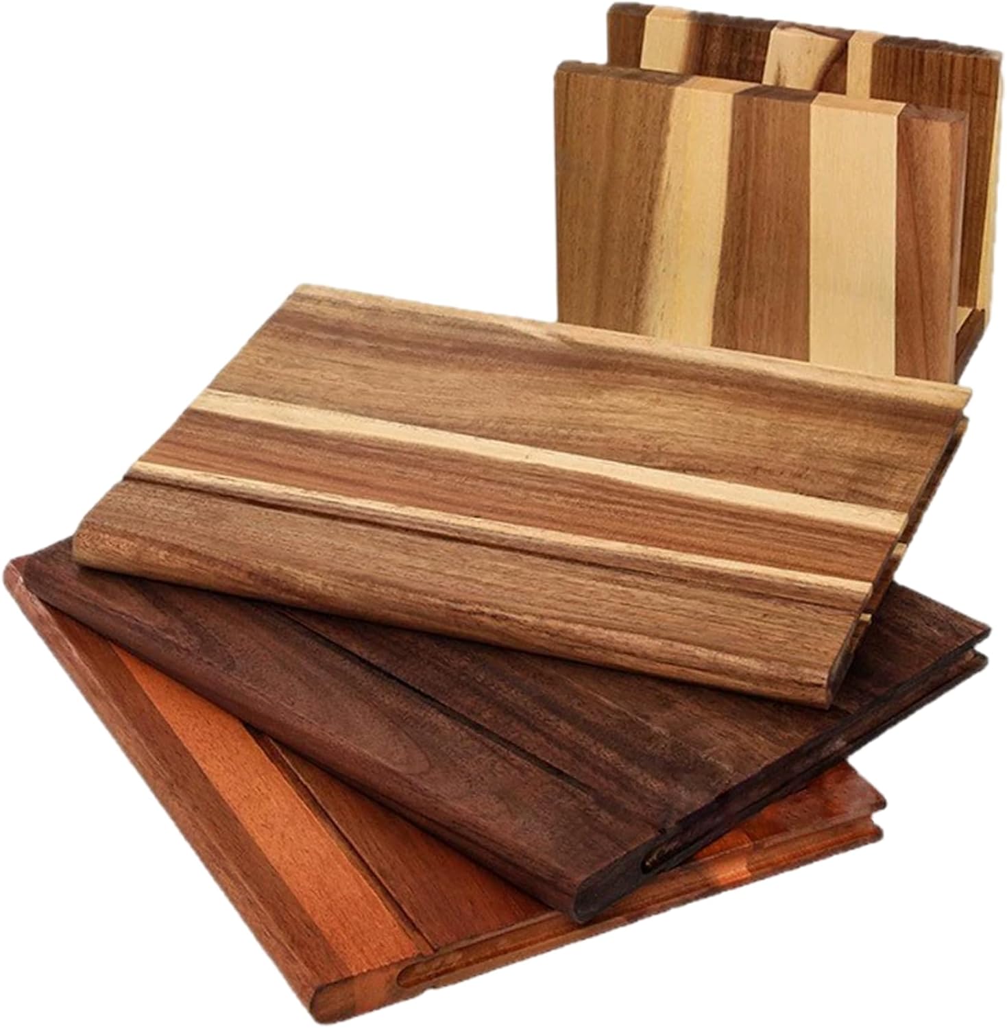 3-Piece Cutting Board Book Set with Stand Double Side Wooden Cutting Boards That Look like Books for Kitchen Vegetables, Cheese, Bread & Meat