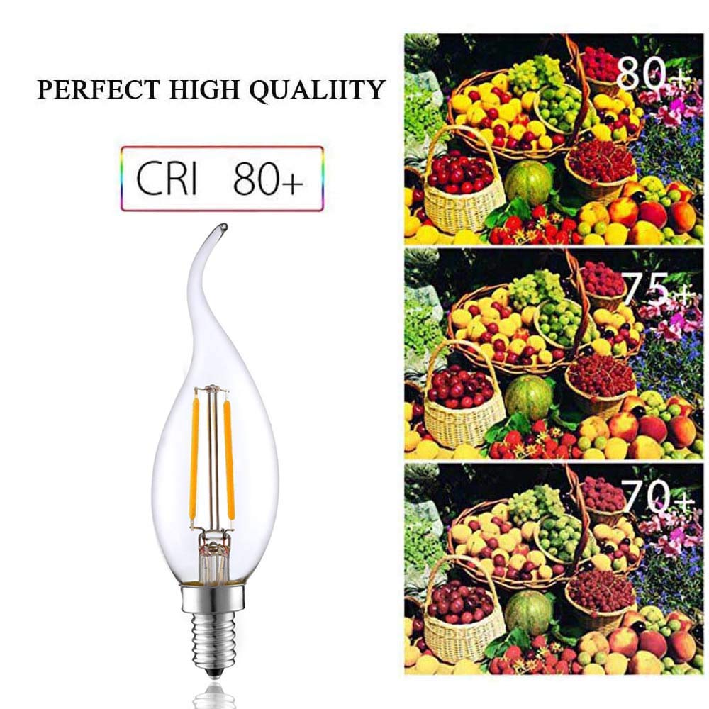 ADITAM Lot de 4 ampoules LED E14 2 W, 2700-3000 K, blanc chaud, flamme à filament, petite ampoule à vis Edison, rétro vintage, remplacement à incandescence 25 W Double the comfort