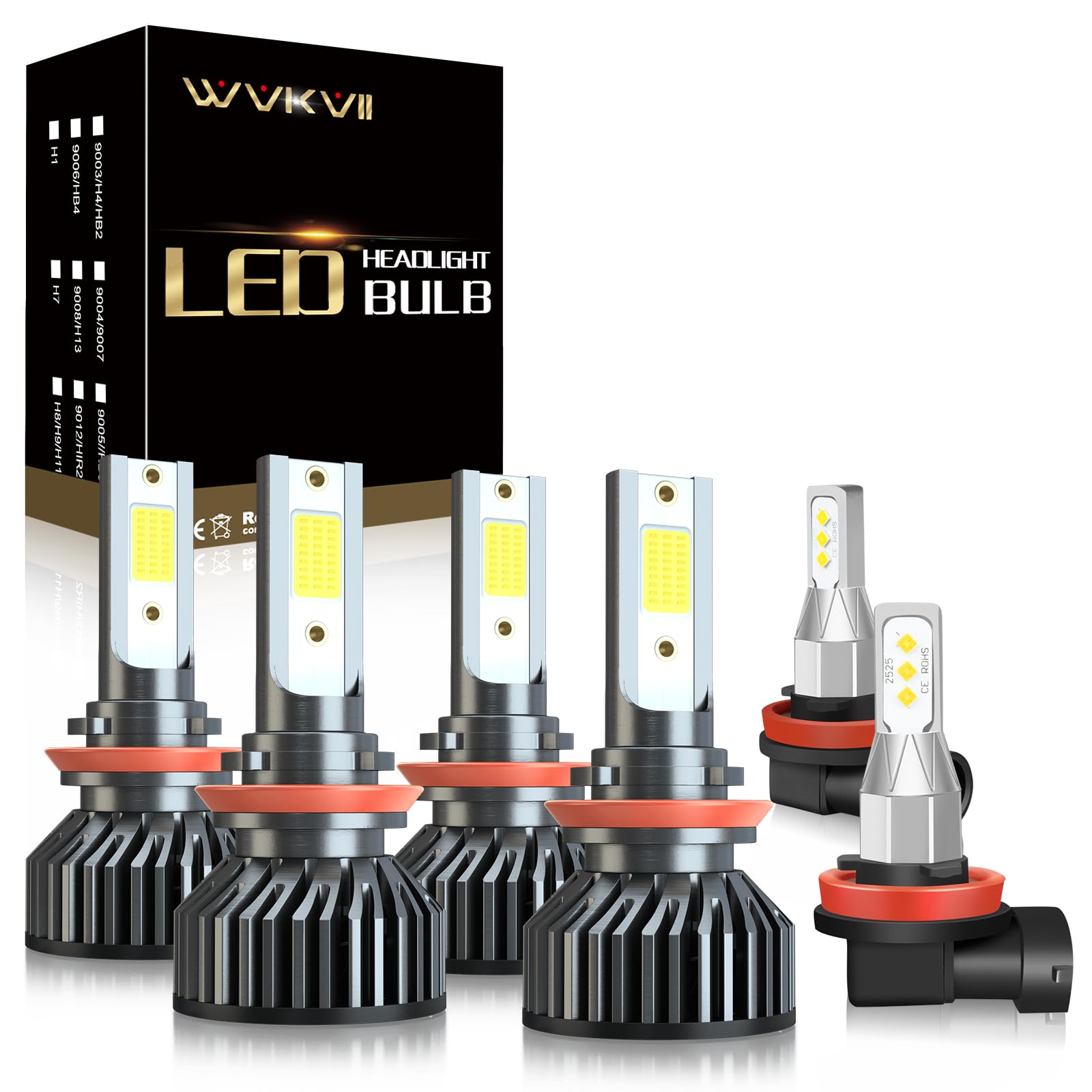 Fit For Jeep Grand Cherokee 2019 2020 2021 LED Headlight Bulbs H9 High Beam + H11 Low Beam+ H11 Fog Lights Bulbs Kit, Super Bright 6000K Cool White,Pack of 6