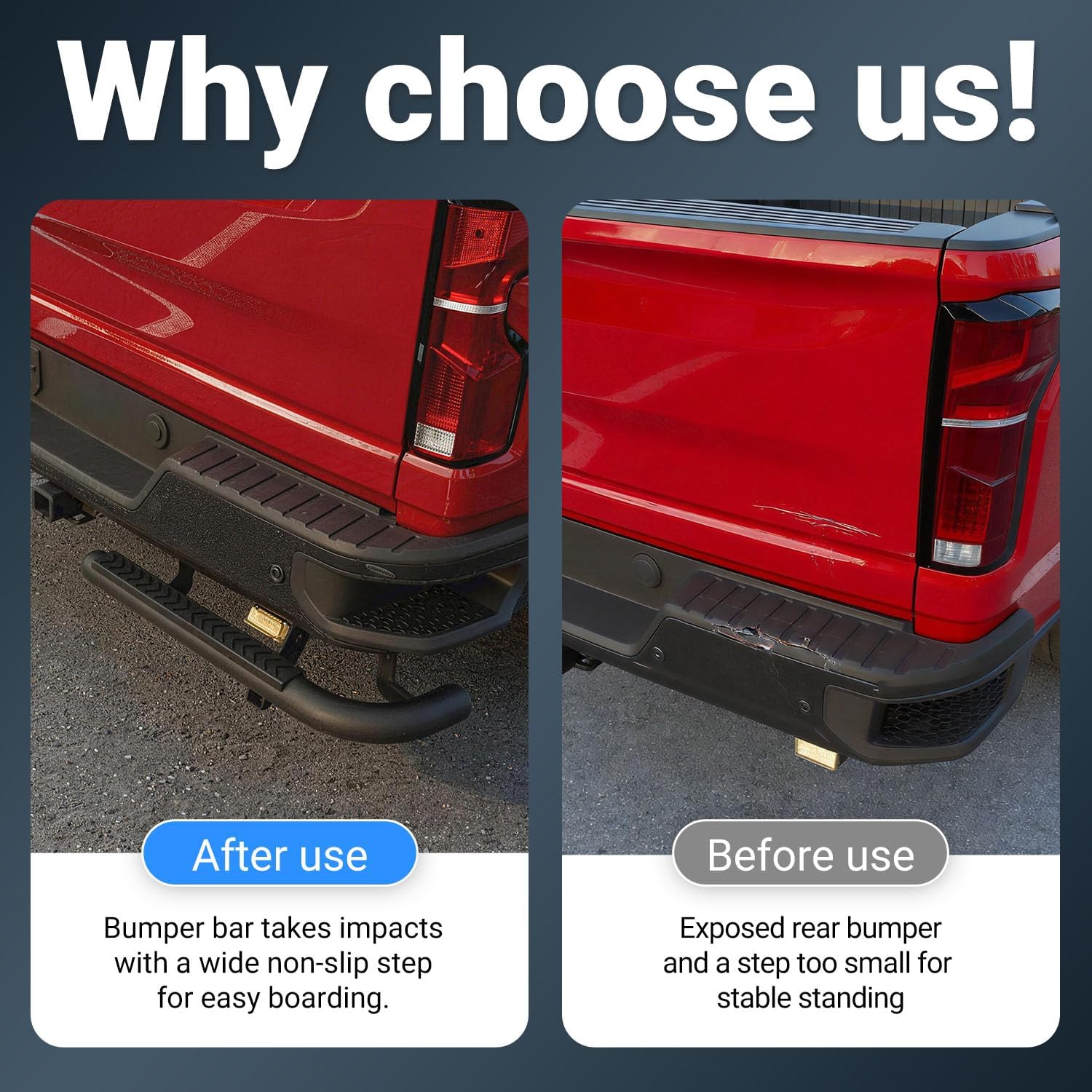 Rear Bumper Guard with Step Compatible with 2022-2026 Chevy Silverado 1500 ZR2 LT Hitch Step Bar Back Bumper Bar Guard Replacement for 2022-2026 Chevy Silverado Accessories
