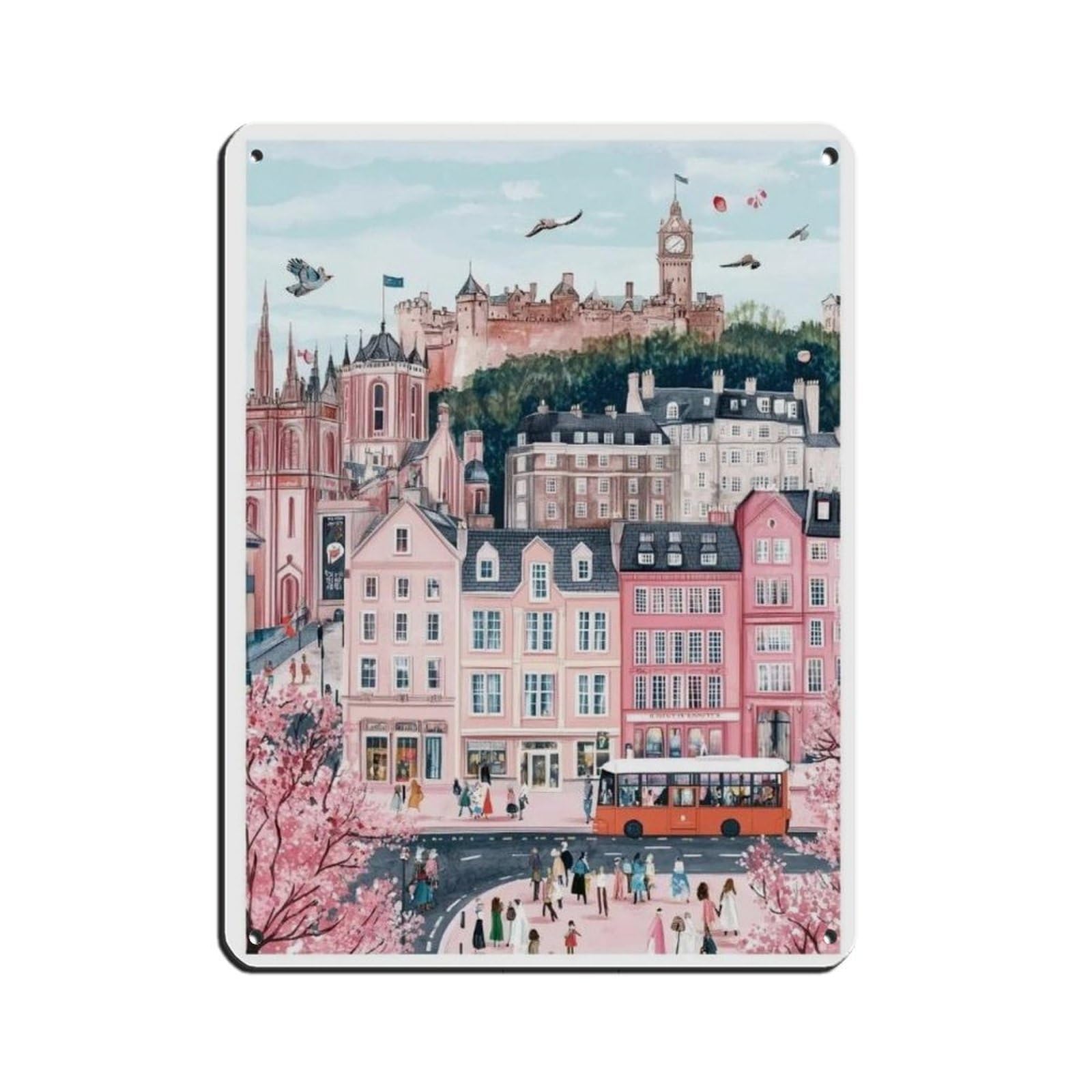 Lxwnze 30L X 40W Cm Edinburgh Poster, Edinburgh Art Retro Poster Metal Tin Sign Chic Art Retro Iron Painting Bar People Cave Cafe Family Garage Poster Wall Decoration 12X16inch(30X40cm)