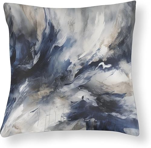 Miniatura 8 de Fundas de cojín de satén con patrón de espiga en azul, marrón y gris, funda de almohada decorativa con cremallera de 18 x 18 pulgadas, almohadas