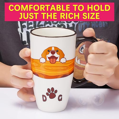 Miniatura 5 de Taza de café de cerámica de porcelana novedosa taza de perro para amantes de los perros, taza de té grande de 20 onzas, regalos de cumpleaños para