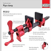 Vista 2 de BESSEY PC12-2 Abrazaderas de tubo de estilo tradicional de 1/2 pulgada - Abrazadera de taller increíblemente versátil, fácil de montar