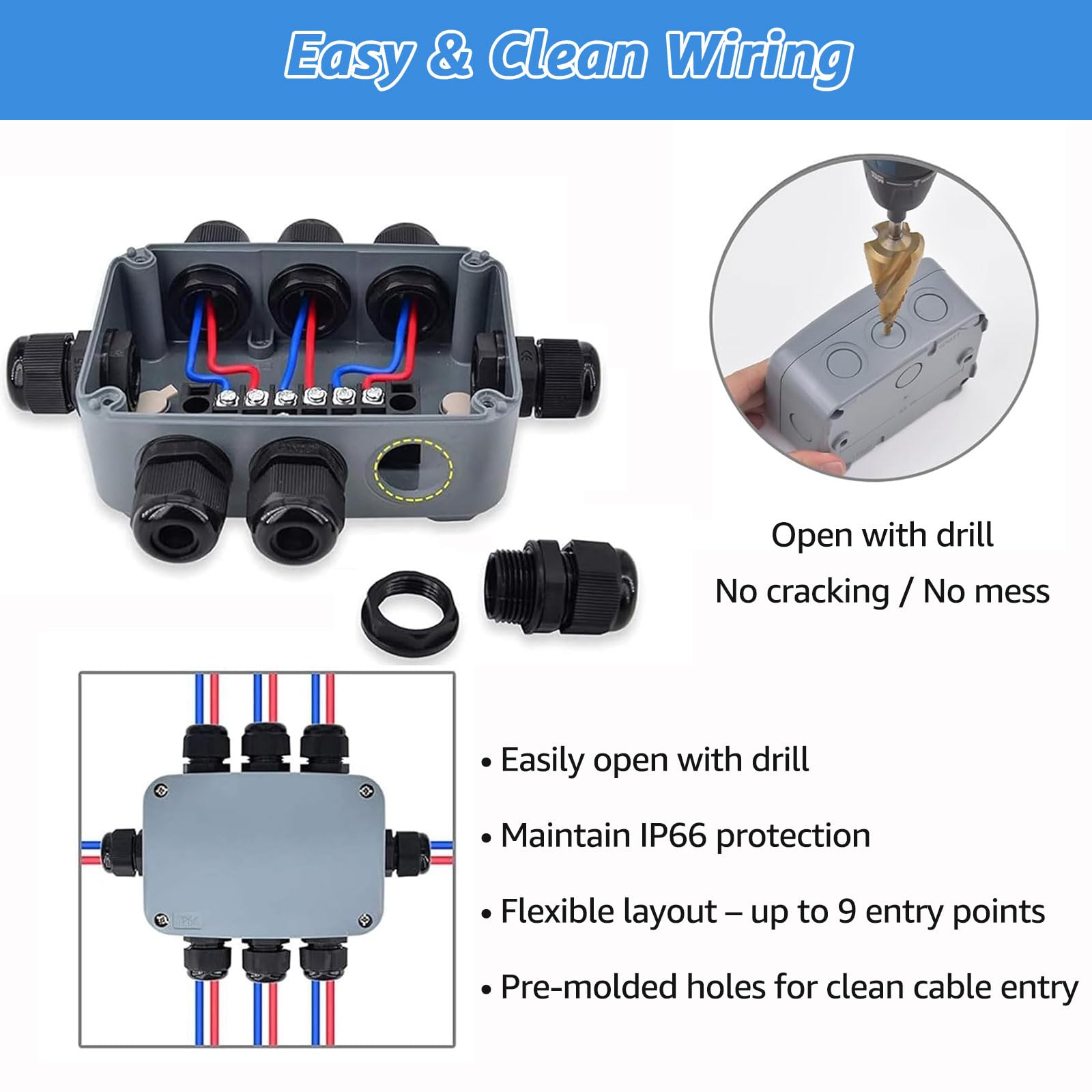 Outdoor Junction Box, IP66 Waterproof Electrical Project ABS Plastic Boxes — Amazon image 5